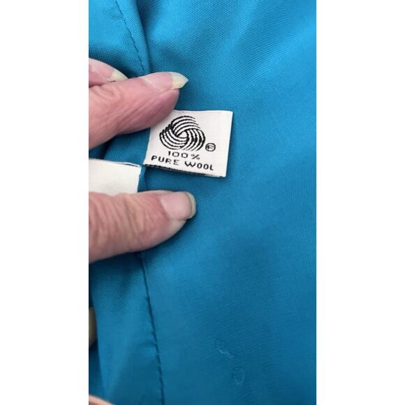 Womens Sz 6 Blazer Jacket 100% Wool Teal Grannycore Boho Work Professional Prep - Picture 10 of 12